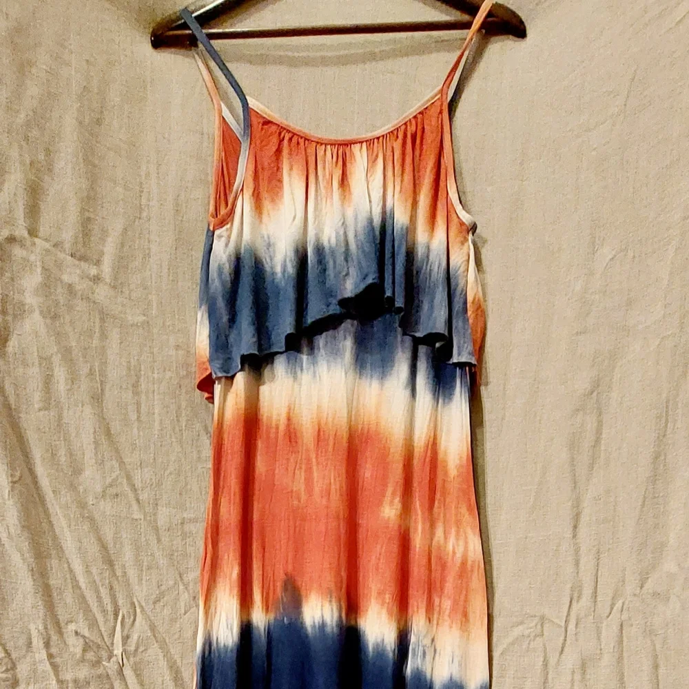 White Mark blue & orange tie-dyed maxi dress, sz XL, NWT - Picture 2 of 7